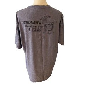 Travis Mathew Mens Short Sleeve Doesn't‎ Wait Until 5 O'Clock Tee Size XL Gray